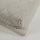 CHANEL Cambon Line Shoulder Bag Lamb Skin White Silver CC Auth 133269V-15