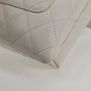 CHANEL Cambon Line Shoulder Bag Lamb Skin White Silver CC Auth 133269V-17