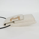 CHANEL Cambon Line Shoulder Bag Lamb Skin White Silver CC Auth 133269V-3