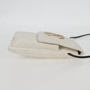 CHANEL Cambon Line Shoulder Bag Lamb Skin White Silver CC Auth 133269V-4