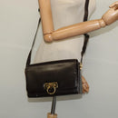 Salvatore Ferragamo Gancini Shoulder Bag Leather Brown Gold Auth 133270-14