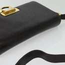 Salvatore Ferragamo Gancini Shoulder Bag Leather Brown Gold Auth 133270-18