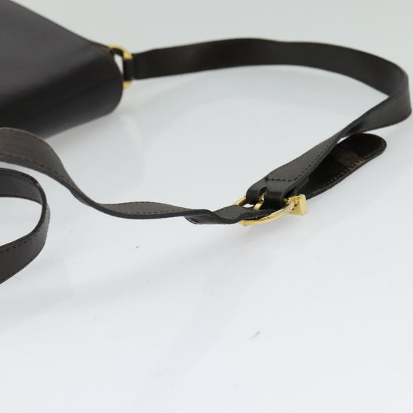 Salvatore Ferragamo Gancini Shoulder Bag Leather Brown Gold Auth 133270