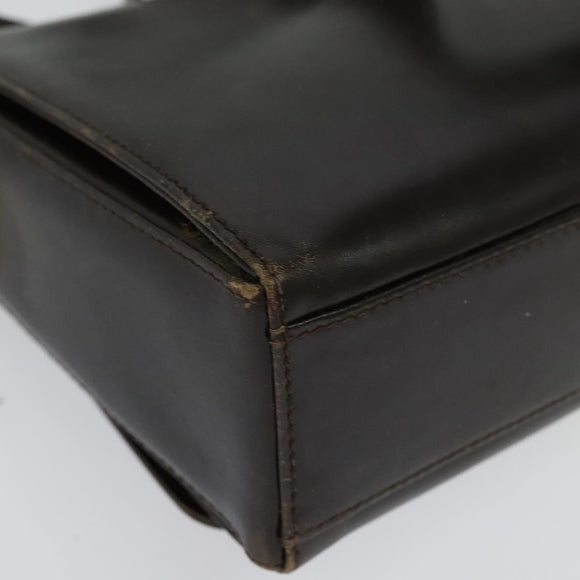 Salvatore Ferragamo Gancini Shoulder Bag Leather Brown Gold Auth 133270