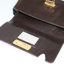 Salvatore Ferragamo Gancini Shoulder Bag Leather Brown Gold Auth 133270-7