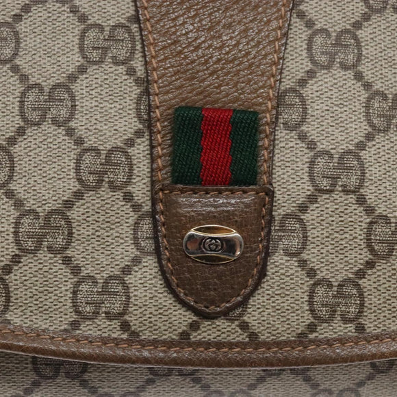 GUCCI GG Supreme Web Sherry Line Clutch Bag PVC Beige Gold 89 01 030 Auth 133273