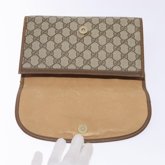 GUCCI GG Supreme Web Sherry Line Clutch Bag PVC Beige Gold 89 01 030 Auth 133273