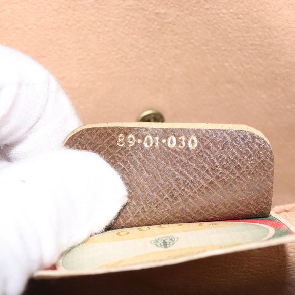 GUCCI GG Supreme Web Sherry Line Clutch Bag PVC Beige Gold 89 01 030 Auth 133273