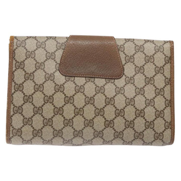 GUCCI GG Supreme Web Sherry Line Clutch Bag PVC Beige Gold 89 01 030 Auth 133273 - 0