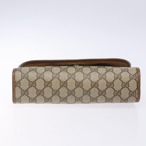 GUCCI GG Supreme Web Sherry Line Clutch Bag PVC Beige Gold 89 01 030 Auth 133273
