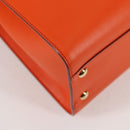 Salvatore Ferragamo Gancini Hand Bag Leather Orange Gold Auth 133276V-10