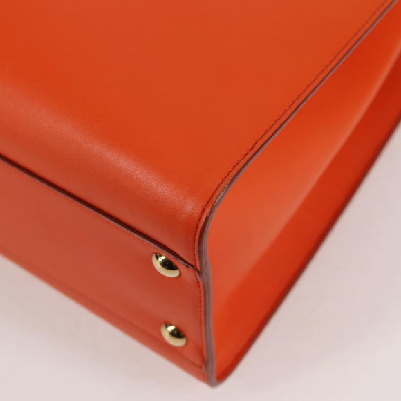 Salvatore Ferragamo Gancini Hand Bag Leather Orange Gold Auth 133276V