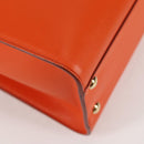 Salvatore Ferragamo Gancini Hand Bag Leather Orange Gold Auth 133276V-12