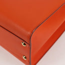 Salvatore Ferragamo Gancini Hand Bag Leather Orange Gold Auth 133276V-13