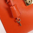 Salvatore Ferragamo Gancini Hand Bag Leather Orange Gold Auth 133276V-14