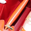 Salvatore Ferragamo Gancini Hand Bag Leather Orange Gold Auth 133276V-17