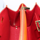 Salvatore Ferragamo Gancini Hand Bag Leather Orange Gold Auth 133276V-19