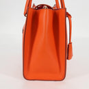 Salvatore Ferragamo Gancini Hand Bag Leather Orange Gold Auth 133276V-5