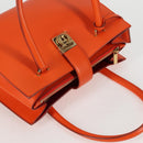 Salvatore Ferragamo Gancini Hand Bag Leather Orange Gold Auth 133276V-6