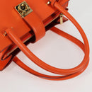 Salvatore Ferragamo Gancini Hand Bag Leather Orange Gold Auth 133276V-7