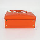 Salvatore Ferragamo Gancini Hand Bag Leather Orange Gold Auth 133276V-9