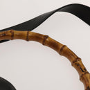 GUCCI Bamboo Hand Bag Leather 2way Black Gold 001 1577 Auth 133277-15