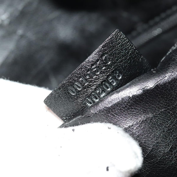 GUCCI Bamboo Hand Bag Leather 2way Black Gold 001 1577 Auth 133277