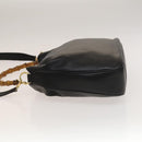 GUCCI Bamboo Hand Bag Leather 2way Black Gold 001 1577 Auth 133277-4