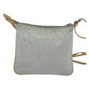 FENDI Zucchino Canvas Shoulder Bag Light Blue Silver Auth 133278-2