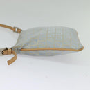 FENDI Zucchino Canvas Shoulder Bag Light Blue Silver Auth 133278-3