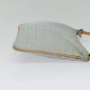 FENDI Zucchino Canvas Shoulder Bag Light Blue Silver Auth 133278-4