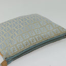 FENDI Zucchino Canvas Shoulder Bag Light Blue Silver Auth 133278-6