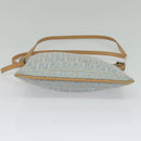 FENDI Zucchino Canvas Shoulder Bag Light Blue Silver Auth 133278-5