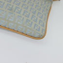 FENDI Zucchino Canvas Shoulder Bag Light Blue Silver Auth 133278-15