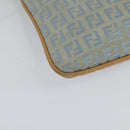FENDI Zucchino Canvas Shoulder Bag Light Blue Silver Auth 133278-16