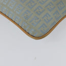 FENDI Zucchino Canvas Shoulder Bag Light Blue Silver Auth 133278-9