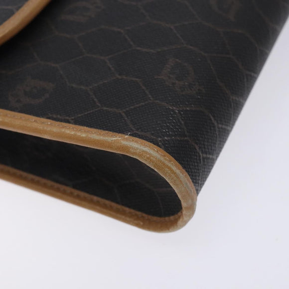 Christian Dior Honeycomb Canvas Shoulder Bag PVC Black Gold Auth 133279