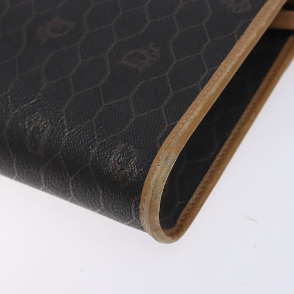 Christian Dior Honeycomb Canvas Shoulder Bag PVC Black Gold Auth 133279