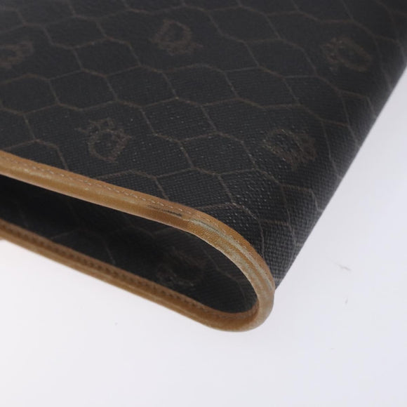 Christian Dior Honeycomb Canvas Shoulder Bag PVC Black Gold Auth 133279