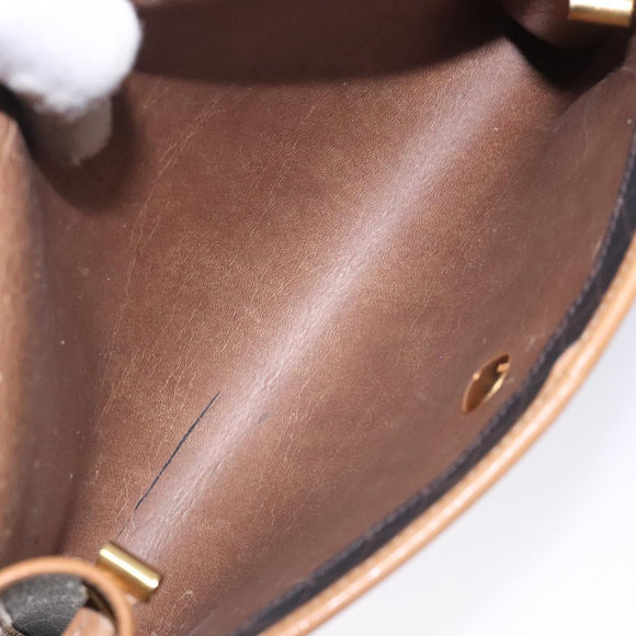 Christian Dior Honeycomb Canvas Shoulder Bag PVC Black Gold Auth 133279