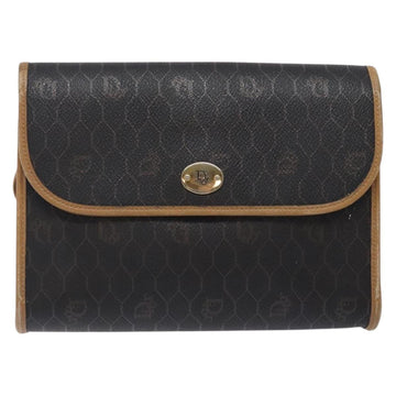 Christian Dior Honeycomb Canvas Shoulder Bag PVC Black Gold Auth 133279 - 0