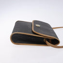 Christian Dior Honeycomb Canvas Shoulder Bag PVC Black Gold Auth 133279-4