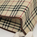 BURBERRY Nova Check Hand Bag Canvas Beige Silver Auth 133280-15