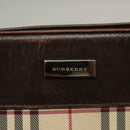 BURBERRY Nova Check Hand Bag Canvas Beige Silver Auth 133280-10