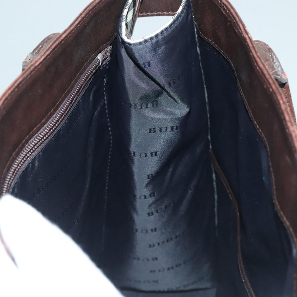 BURBERRY Nova Check Hand Bag Canvas Beige Silver Auth 133280