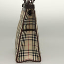 BURBERRY Nova Check Hand Bag Canvas Beige Silver Auth 133280-3