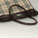 BURBERRY Nova Check Hand Bag Canvas Beige Silver Auth 133280-6