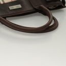 BURBERRY Nova Check Hand Bag Canvas Beige Silver Auth 133280-7