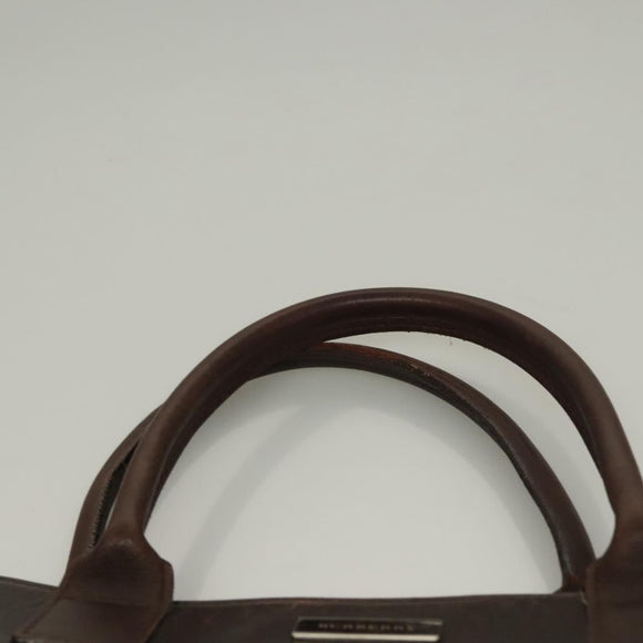 BURBERRY Nova Check Hand Bag Canvas Beige Silver Auth 133280