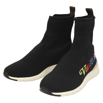 LOUIS VUITTON After Game Socks Sneakers Cotton Black LV Auth 133282